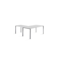 Mesa oficina PORTICO con ala, medida 16 cm, color blanco/olmo, estructura perimetral metálica Mesa oficina PORTICO con ala, medida 16 cm, color blanco/olmo, estructura perimetral metálica