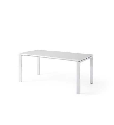 Mesa de oficina PORTICO, fondo 80 cm, tablero blanco/olmo, estructura metálica Mesa de oficina PORTICO, fondo 80 cm, tablero blanco/olmo, estructura metálica