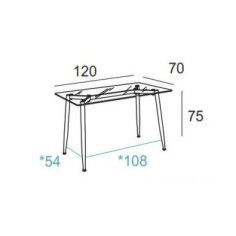 Mesa de cristal TTIGA, estructura perimetral de acero, medida 120x70 cm