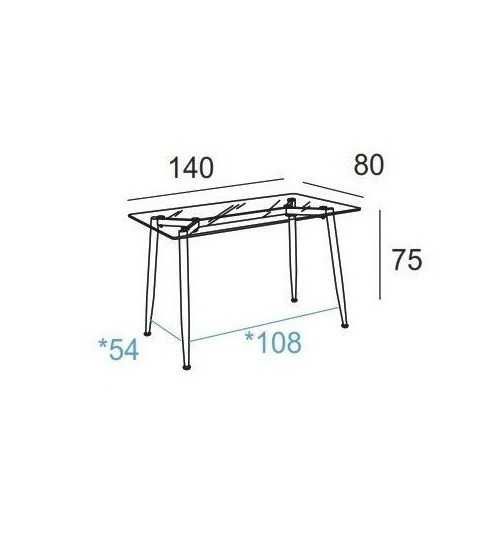 Mesa de cristal TTIGA, estructura perimetral de acero, medida 140x80 cm Mesa de cristal TTIGA, estructura perimetral de acero, medida 140x80 cm