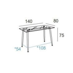 Mesa de cristal TTIGA, estructura perimetral de acero, medida 140x80 cm