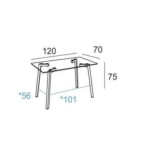 Mesa de cristal DENVER, estructura 4 patas, medida 120x70 cm Mesa de cristal DENVER, estructura 4 patas, medida 120x70 cm