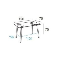 Mesa de cristal DENVER, estructura 4 patas, medida 120x70 cm
