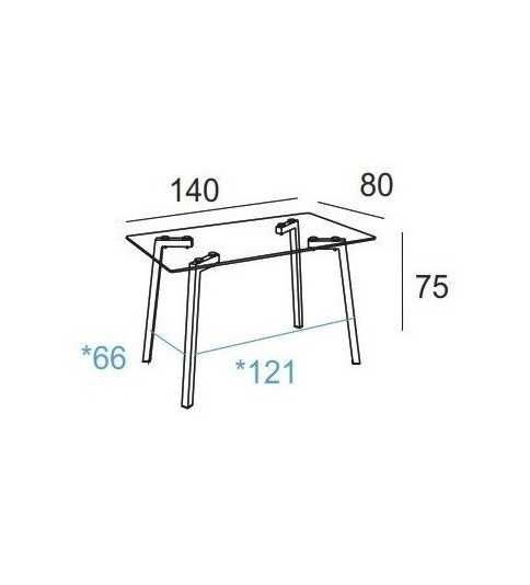 Mesa de cristal DENVER, estructura 4 patas, medida 140x80 cm Mesa de cristal DENVER, estructura 4 patas, medida 140x80 cm