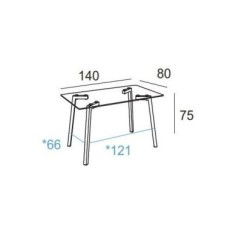 Mesa de cristal DENVER, estructura 4 patas, medida 140x80 cm