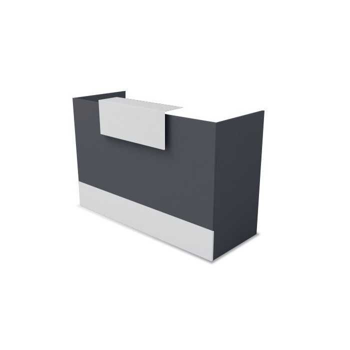 Mostrador de recepción MOBI Grafito, 120x62x105 cm, sobremostrador y zócalo blancos Mostrador de recepción MOBI Grafito, 120x62x105 cm, sobremostrador y zócalo blancos