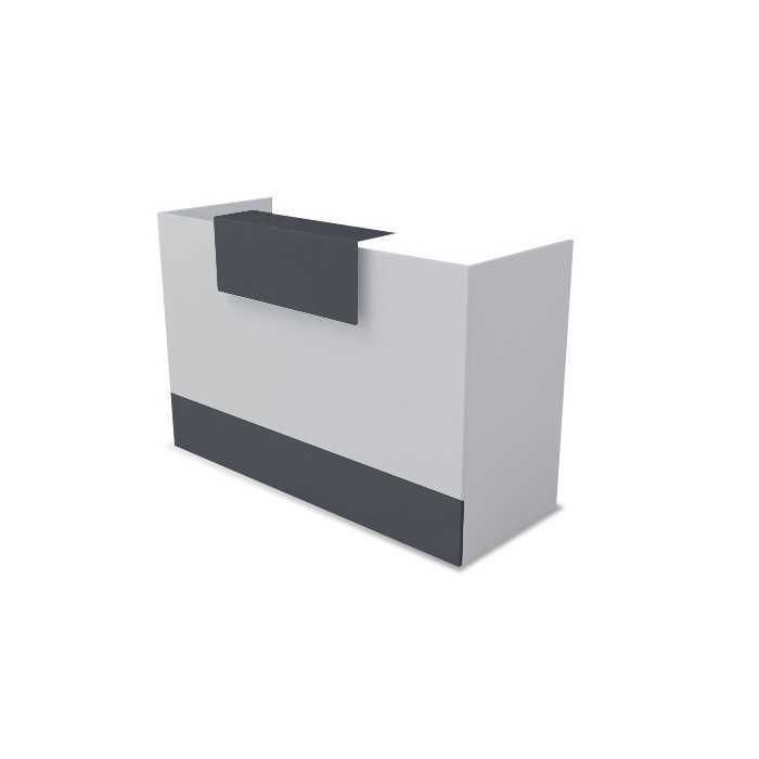 Mostrador de recepción MOBI blanco, medida 120x62x105 cm, sobremostrador y zócalo grafito Mostrador de recepción MOBI blanco, medida 120x62x105 cm, sobremostrador y zócalo grafito