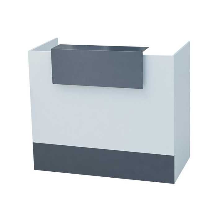Mostrador de recepción MOBI blanco, medida 120x62x105 cm, sobremostrador y zócalo grafito Mostrador de recepción MOBI blanco, medida 120x62x105 cm, sobremostrador y zócalo grafito