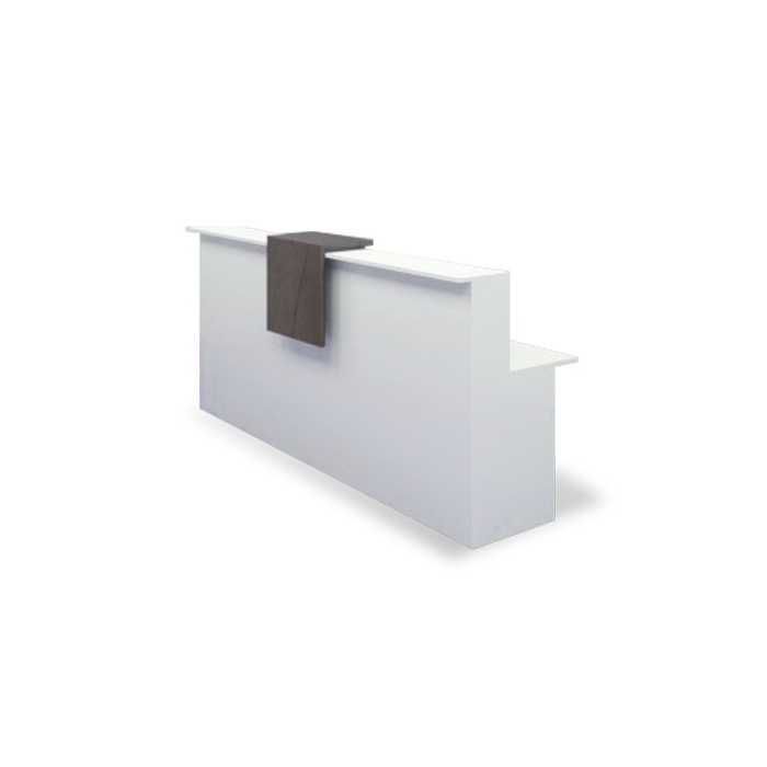 Mostrador de recepción BASIC 240 cm, color blanco, con sobremostrador nebraska