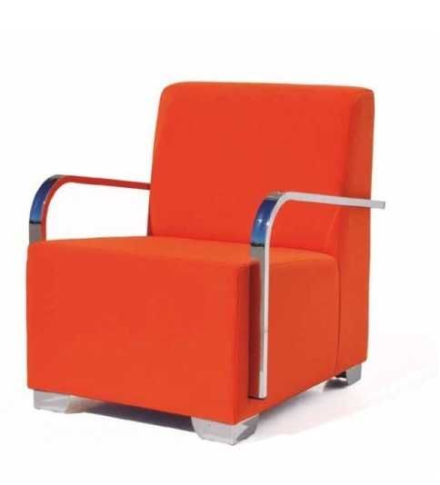 Sillón salas de espera P-KAR, patas de acero, acolchado y tapizado, con brazos Sillón salas de espera P-KAR, patas de acero, acolchado y tapizado, con brazos