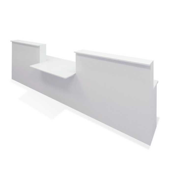 Conjunto mostrador recepción BASIC recto blanco de 340 CM, módulo minusválidos