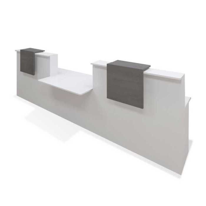 Mostrador recepción BASIC 340 cm blanco con sobremostrador color configurable Mostrador recepción BASIC 340 cm blanco con sobremostrador color configurable