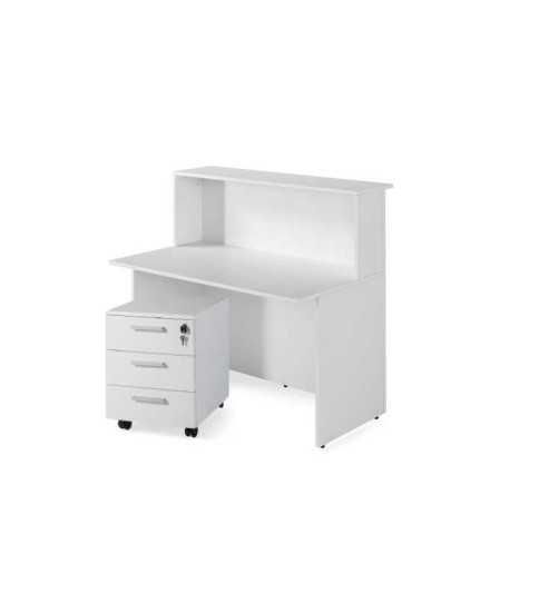 Mostrador recepción BASIC ancho 120 cm + cajonera 3 cajones, color blanco Mostrador recepción BASIC ancho 120 cm + cajonera 3 cajones, color blanco