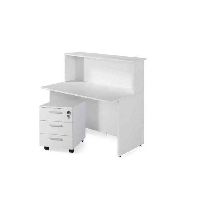 Mostrador recepción BASIC ancho 120 cm + cajonera 3 cajones, color blanco Mostrador recepción BASIC ancho 120 cm + cajonera 3 cajones, color blanco