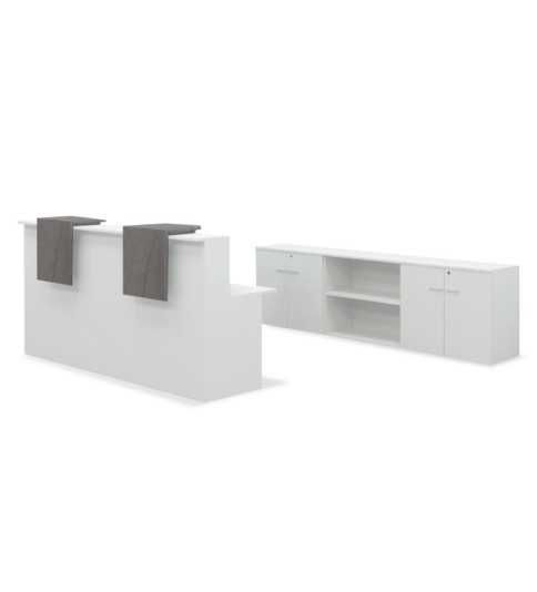 Mostrador Basic blanco 240 CM + 3 armarios bajos Mostrador Basic blanco 240 CM + 3 armarios bajos
