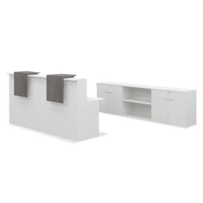 Mostrador Basic blanco 240 CM + 3 armarios bajos Mostrador Basic blanco 240 CM + 3 armarios bajos