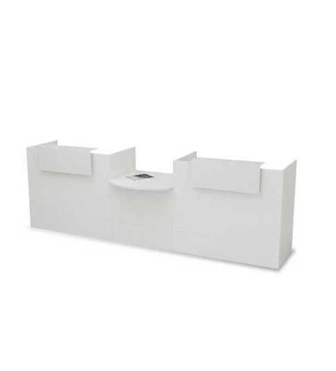 Mostrador recepción MOBI 320 cm, color blanco,  sobremostradores metálicos Mostrador recepción MOBI 320 cm, color blanco,  sobremostradores metálicos