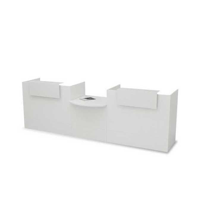 Mostrador recepción MOBI 320 cm, color blanco,  sobremostradores metálicos Mostrador recepción MOBI 320 cm, color blanco,  sobremostradores metálicos