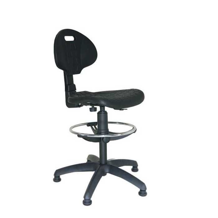 Taburete con respaldo modelo SONIA de Vincolo, giratorio, con topes, aro cromado