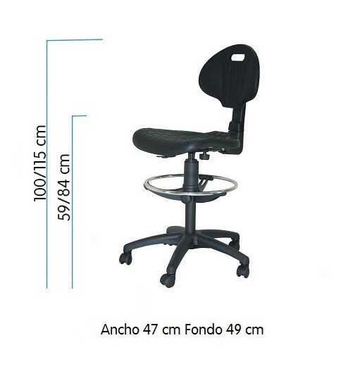 Taburete con respaldo modelo SONIA de Vincolo, giratorio, con ruedas, aro negro Taburete con respaldo modelo SONIA de Vincolo, giratorio, con ruedas, aro negro
