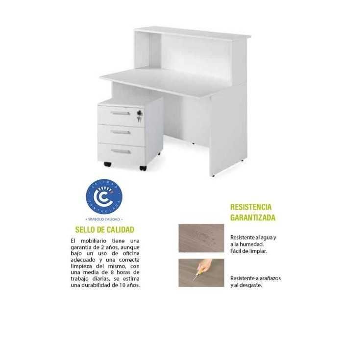 Mostrador recepción BASIC ancho 120 cm + cajonera 3 cajones, color blanco Mostrador recepción BASIC ancho 120 cm + cajonera 3 cajones, color blanco
