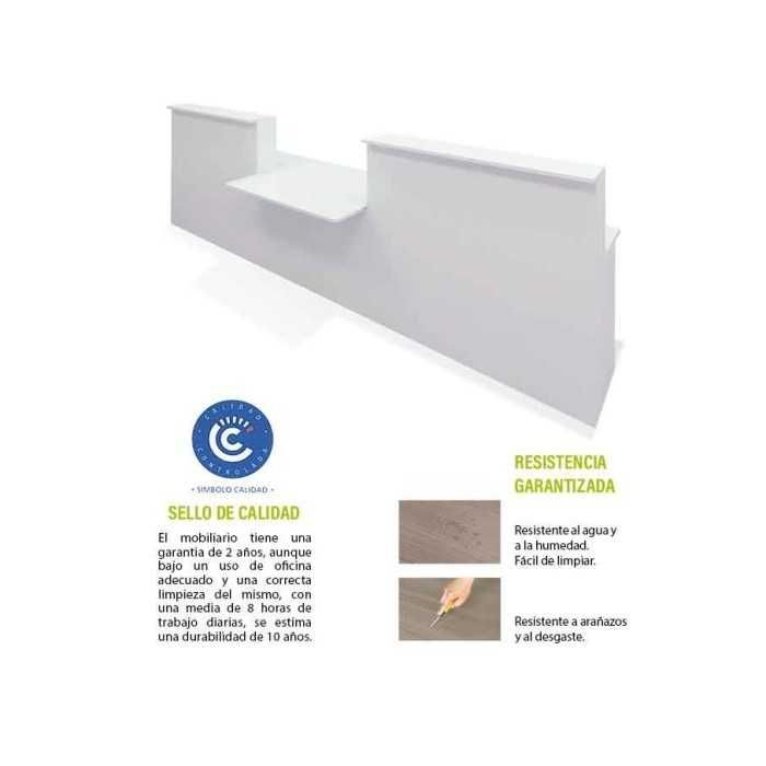 Conjunto mostrador recepción BASIC recto blanco de 340 CM, módulo minusválidos
