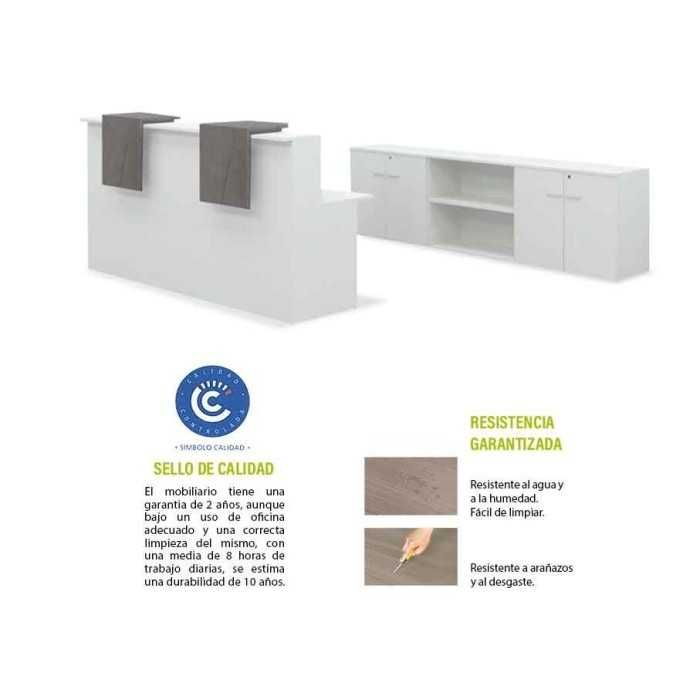 Mostrador Basic blanco 240 CM + 3 armarios bajos Mostrador Basic blanco 240 CM + 3 armarios bajos