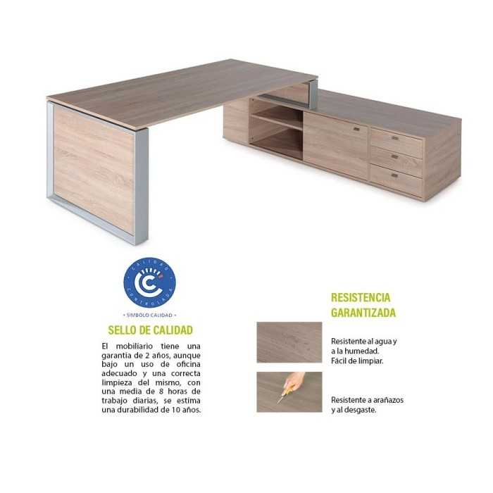 Mesa de despacho OMEGA con armario auxiliar lado derecho Mesa de despacho OMEGA con armario auxiliar lado derecho