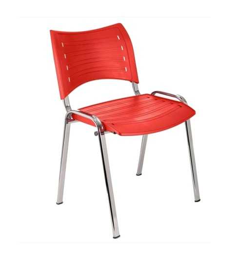 Silla confidente de plástico ISO Smart, patas cromadas Silla confidente de plástico ISO Smart, patas cromadas