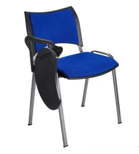Silla colectividad ISO Smart Tapizada con pala abatible, patas grises Silla colectividad ISO Smart Tapizada con pala abatible, patas grises