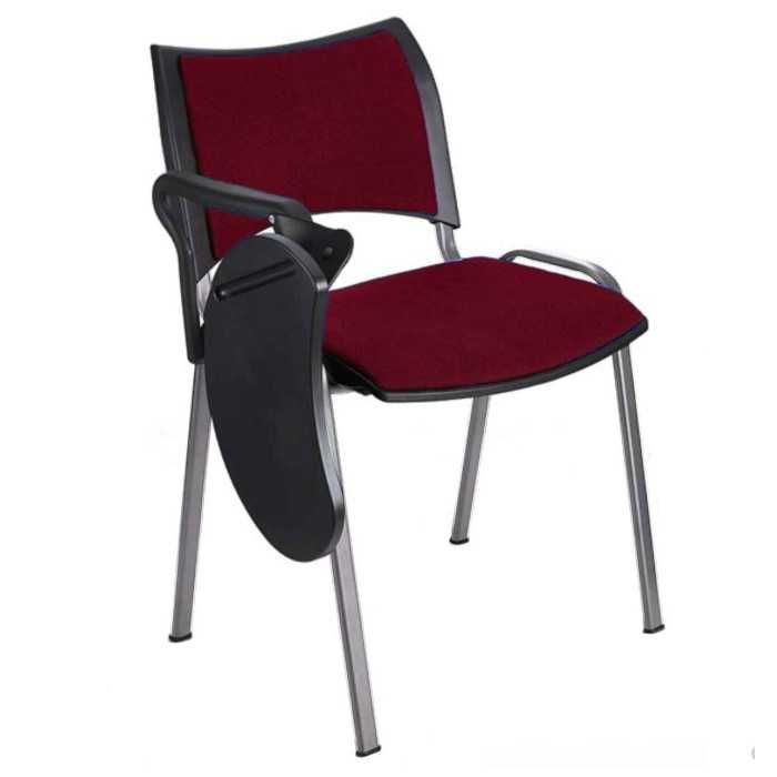 Silla colectividad ISO Smart Tapizada con pala abatible, patas grises