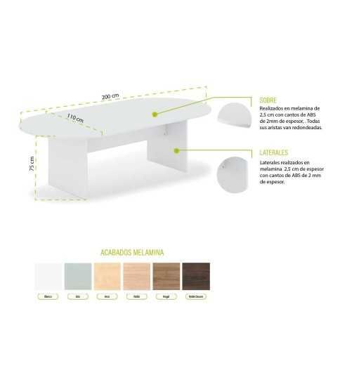 Mesa de reunión ovalada 200 cm modelo Zafiro pata panel Mesa de reunión ovalada 200 cm modelo Zafiro pata panel