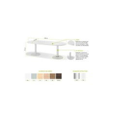 Mesa de reunión 8 personas modelo Zafiro forma ovalada y 2 pies metálicos