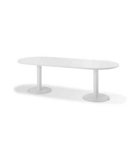 Mesa de reunión 8 personas modelo Zafiro forma ovalada y 2 pies metálicos Mesa de reunión 8 personas modelo Zafiro forma ovalada y 2 pies metálicos