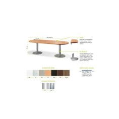 Mesa de reunión ovalada con bases cilíndricas metálicas de Euromof Mesa de reunión ovalada con bases cilíndricas metálicas de Euromof