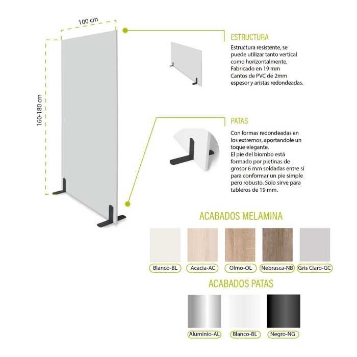 Biombo separador de oficina SERIE 100