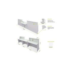 Conjunto mostrador recepción BASIC recto blanco de 340 CM, módulo minusválidos Conjunto mostrador recepción BASIC recto blanco de 340 CM, módulo minusválidos