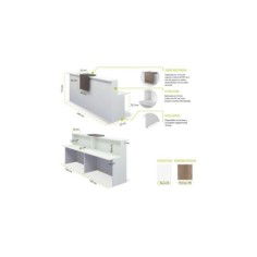 Mostrador de recepción BASIC 240 cm, color blanco, con sobremostrador nebraska