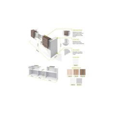 Mostrador recepción BASIC 340 cm terminaciones laterales y sobremostradores