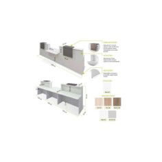 Mostrador recepción BASIC 340 cm blanco con sobremostrador color configurable Mostrador recepción BASIC 340 cm blanco con sobremostrador color configurable