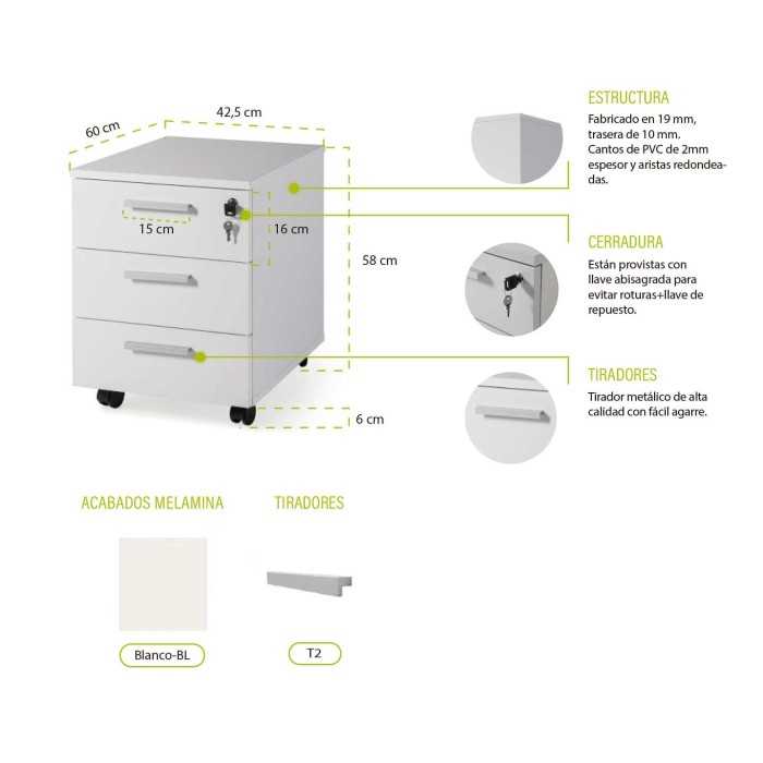 Mostrador recepción BASIC ancho 120 cm + cajonera 3 cajones, color blanco Mostrador recepción BASIC ancho 120 cm + cajonera 3 cajones, color blanco