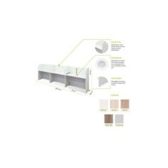 Call center lineal con 3 puestos de trabajo en madera con pasacables