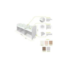 Call center de madera para 6 puestos de trabajo enfrentados