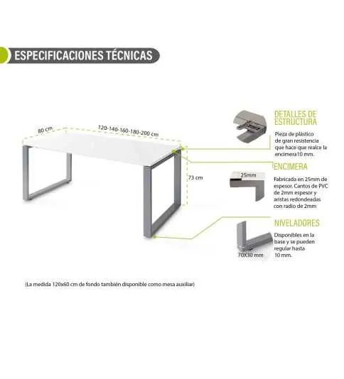 Mesa de oficina SKALA, estructura metálica cerrada