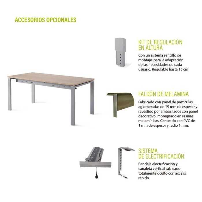 Mesa de oficina PORTICO, estructura metálica 4 patas, varios colores y medidas