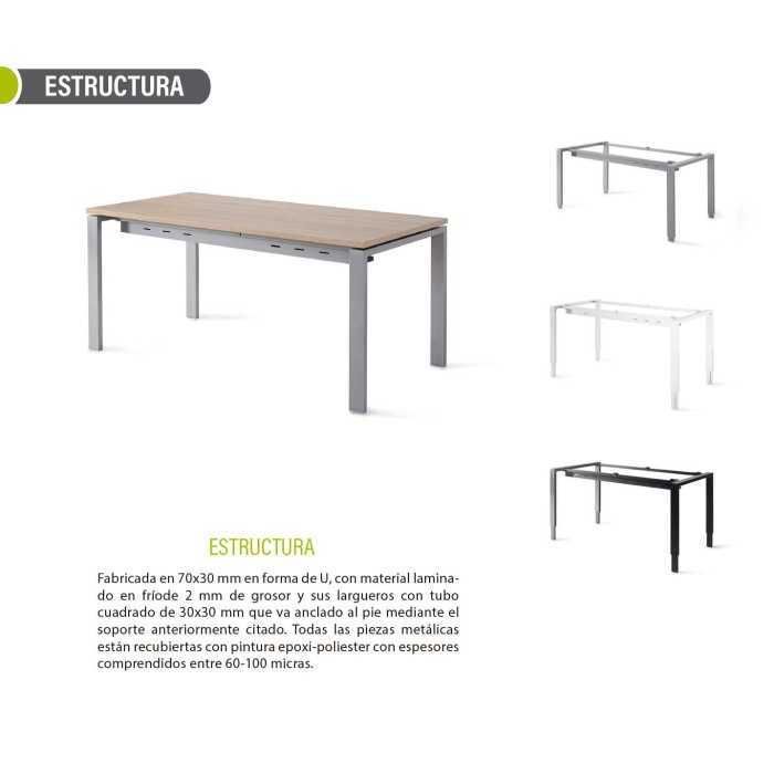 Mesa de oficina PORTICO, estructura metálica 4 patas, varios colores y medidas