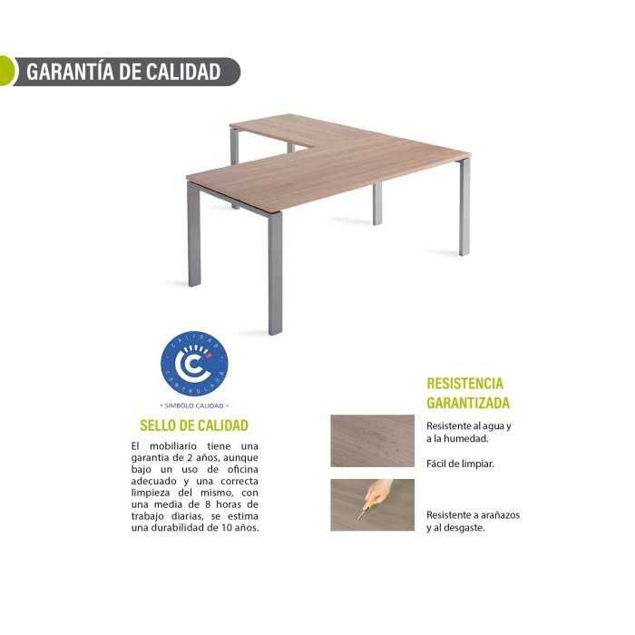 Mesa de oficina PORTICO + ala izquierda, estructura metálica