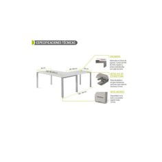 Mesa de oficina PORTICO + ala izquierda, estructura metálica