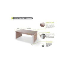 Mesa de despacho recta OMEGA color olmo y marco lateral DM blanco, 180-200 cm