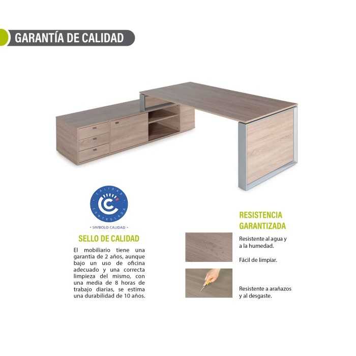 Mesa de despacho OMEGA con armario auxiliar lado izquierdo